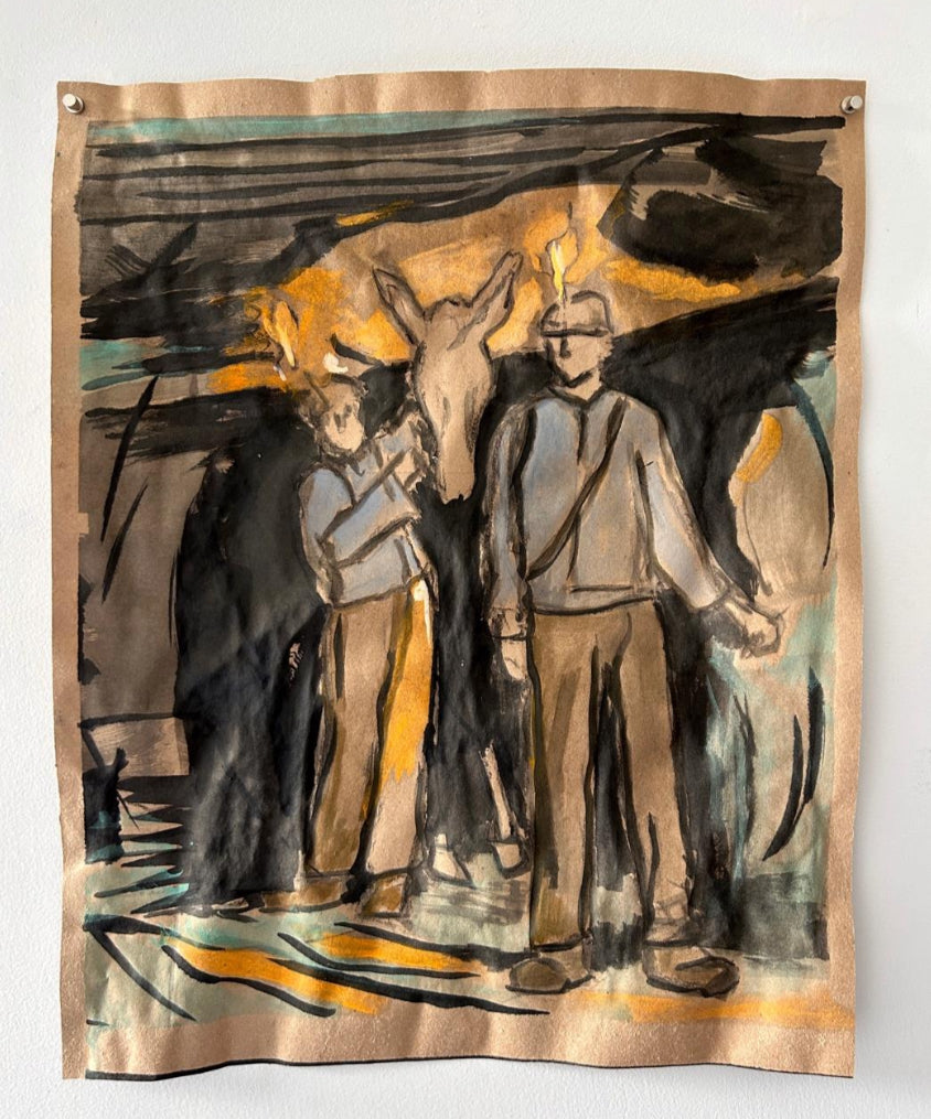 Subterranean Mule ORIGINAL Oil on Paper 19.5 x 15 inches