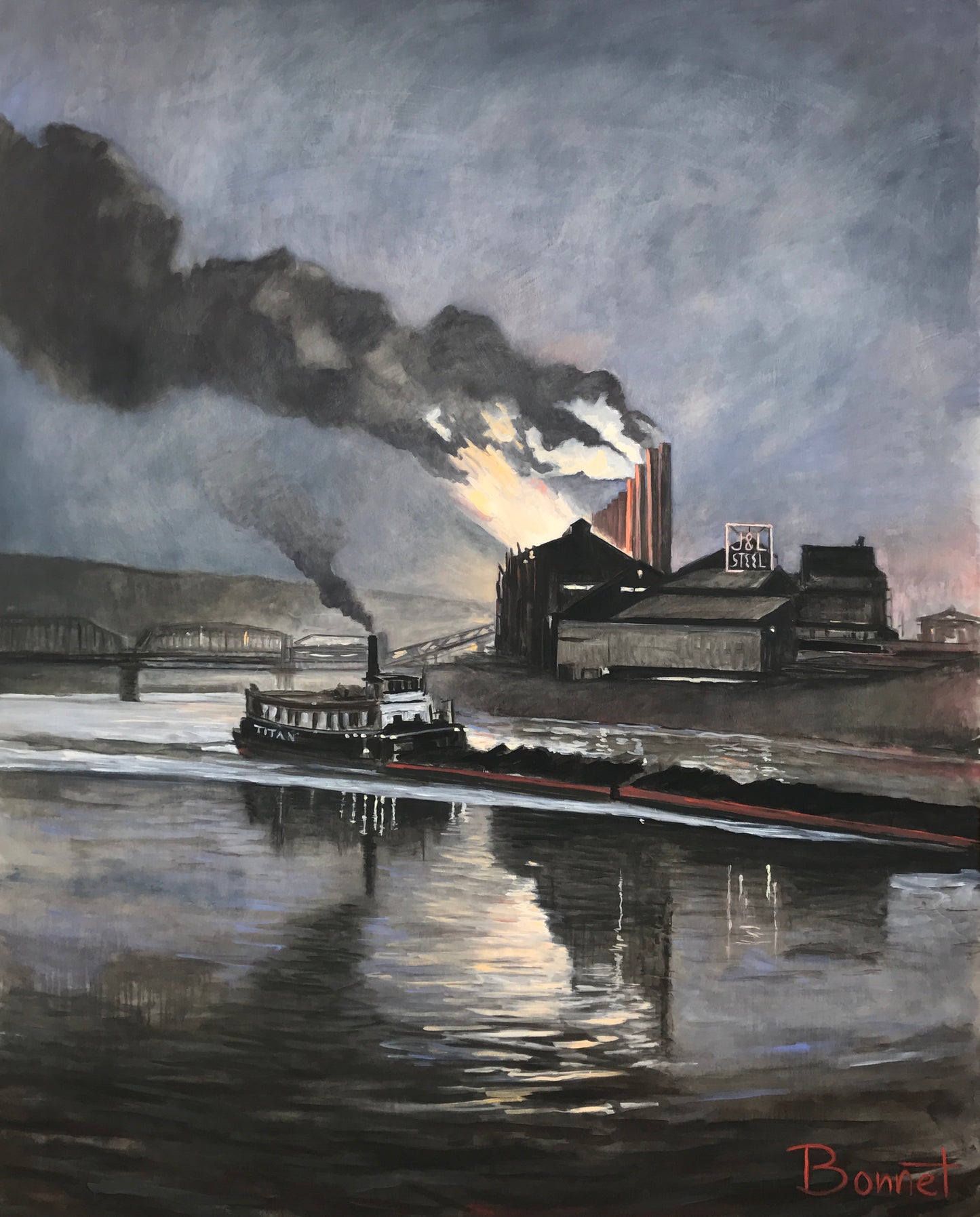 J&L Smoke, Fire, Steel and Water 22 x 17 inches