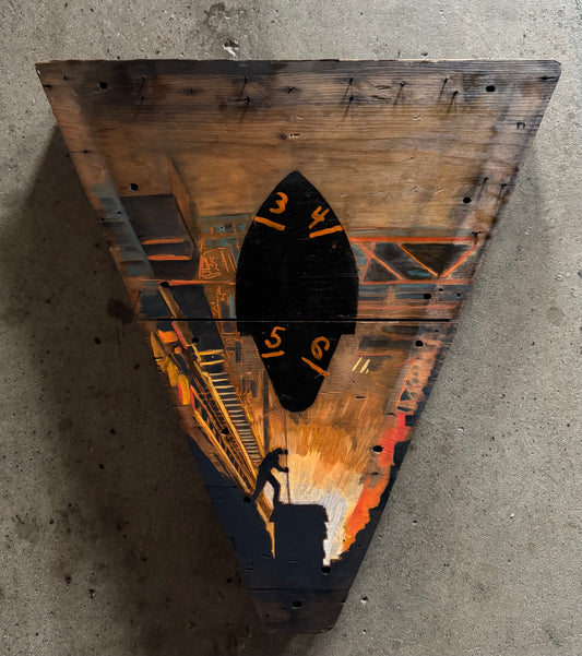 Interior Mill Worker Pattern Painting 18.5 x 22.5 inches